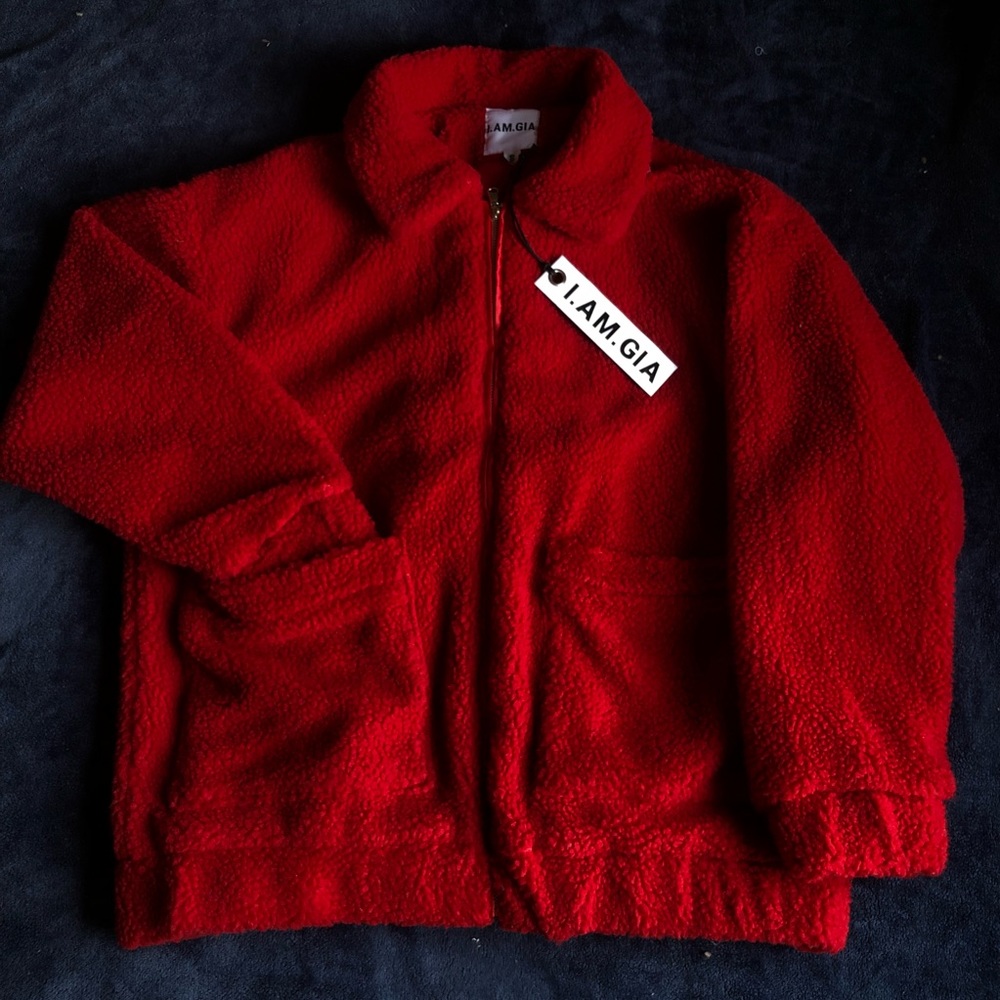 SOLD! I AM GIA Red Teddy Bear Pixie Coat - Picture 5 of 8